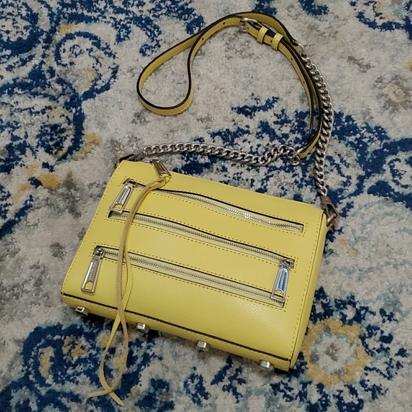 Rebecca Minkoff Mini 5 Zip Crossbody Hangbag Capri Yellow NWT $198 - Picture 5 of 13